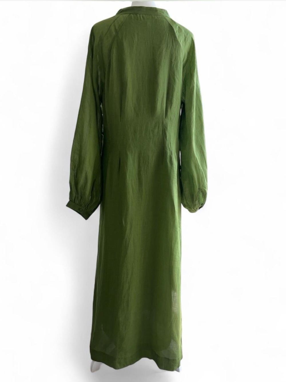 Tuckernuck Green Ramie Cotton Button-Front Maxi Shirt Dress Size L - Picture 3 of 7
